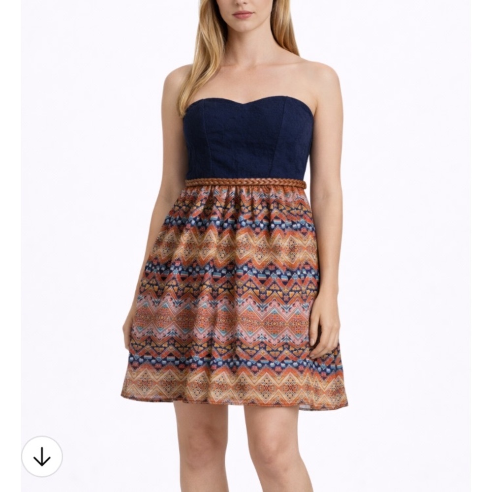 Boho Lace Summer Mini Dress with braided belt